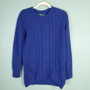 C Wonder Oversized Cable Knit Crew Neck Blue Sweater Size XS